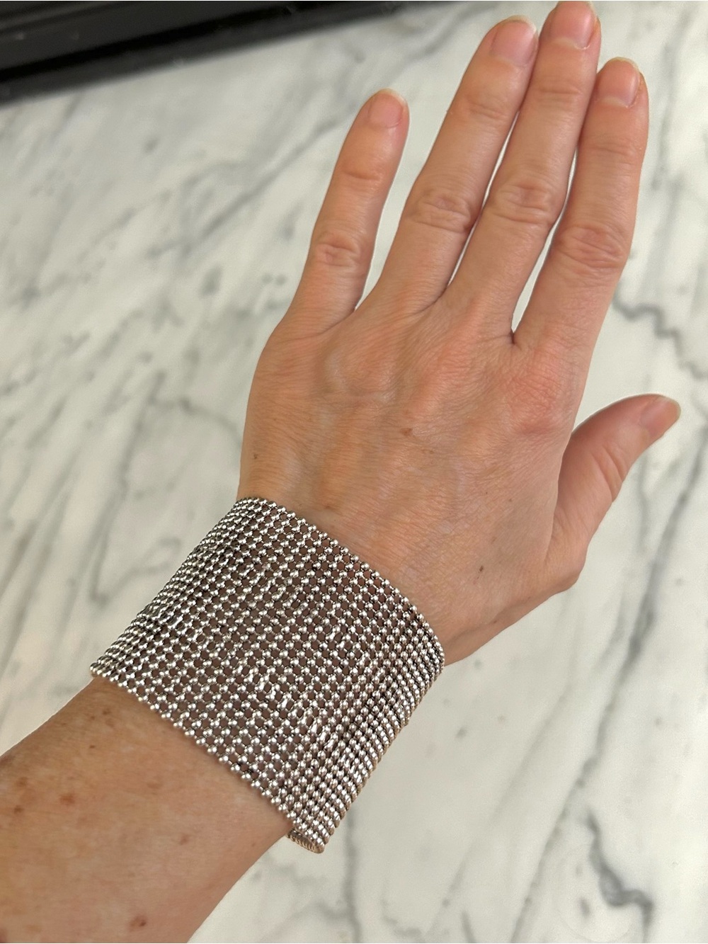 Shyanne Soleil Silver Toned Chain Wide Cuff Bracelet